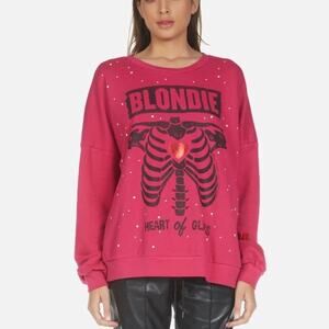 Lauren Moshi Pink Sierra Blondie Heart Sweatshirt Sz XS NWT